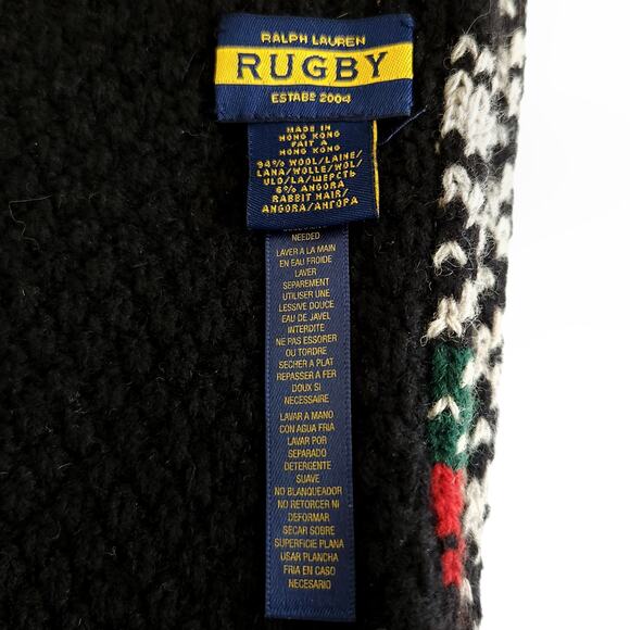 RALPH LAUREN RUGBY wool angora knit ruffle cozy preppy winter long scarf multi - Picture 4 of 5